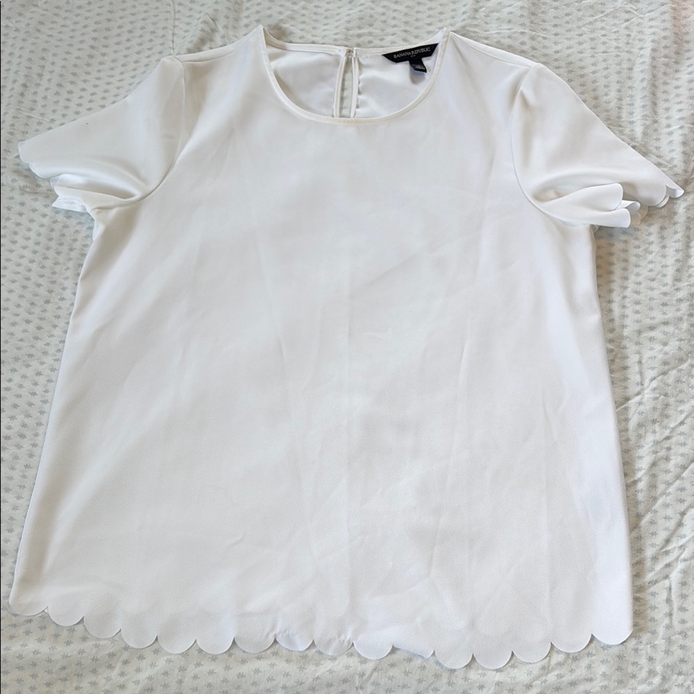 Banana Republic White Boxy Short Sleeve Blouse